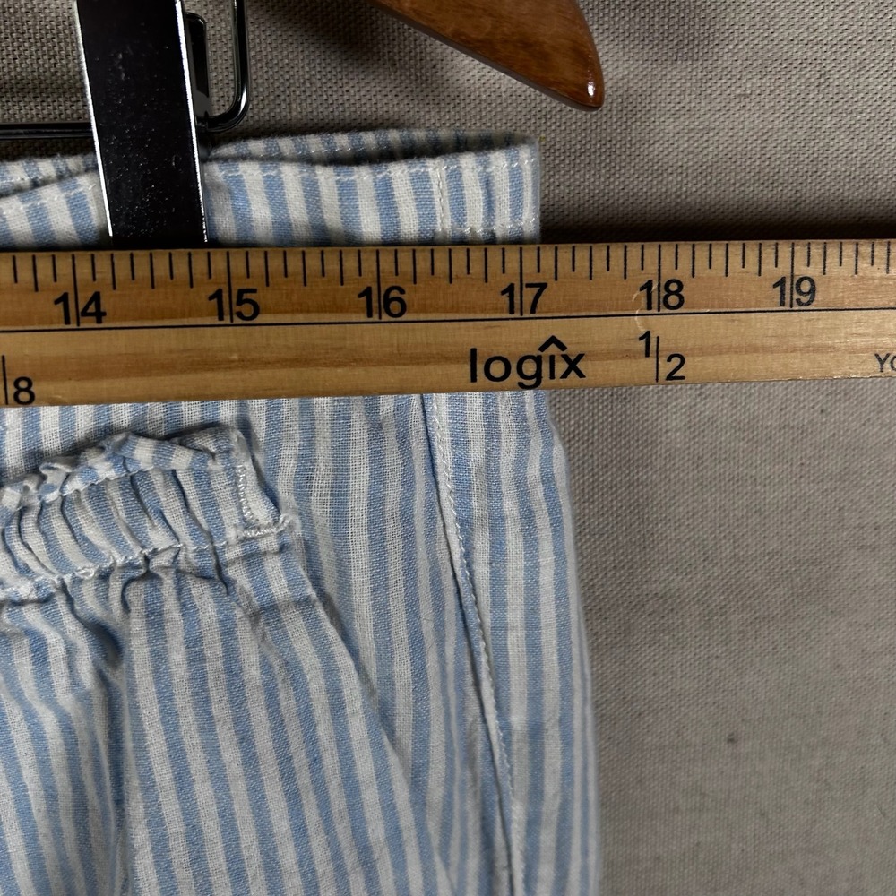 Anthropologie Blue White Striped Linen Blend Drawstring Pants Womens Medium - Picture 5 of 7